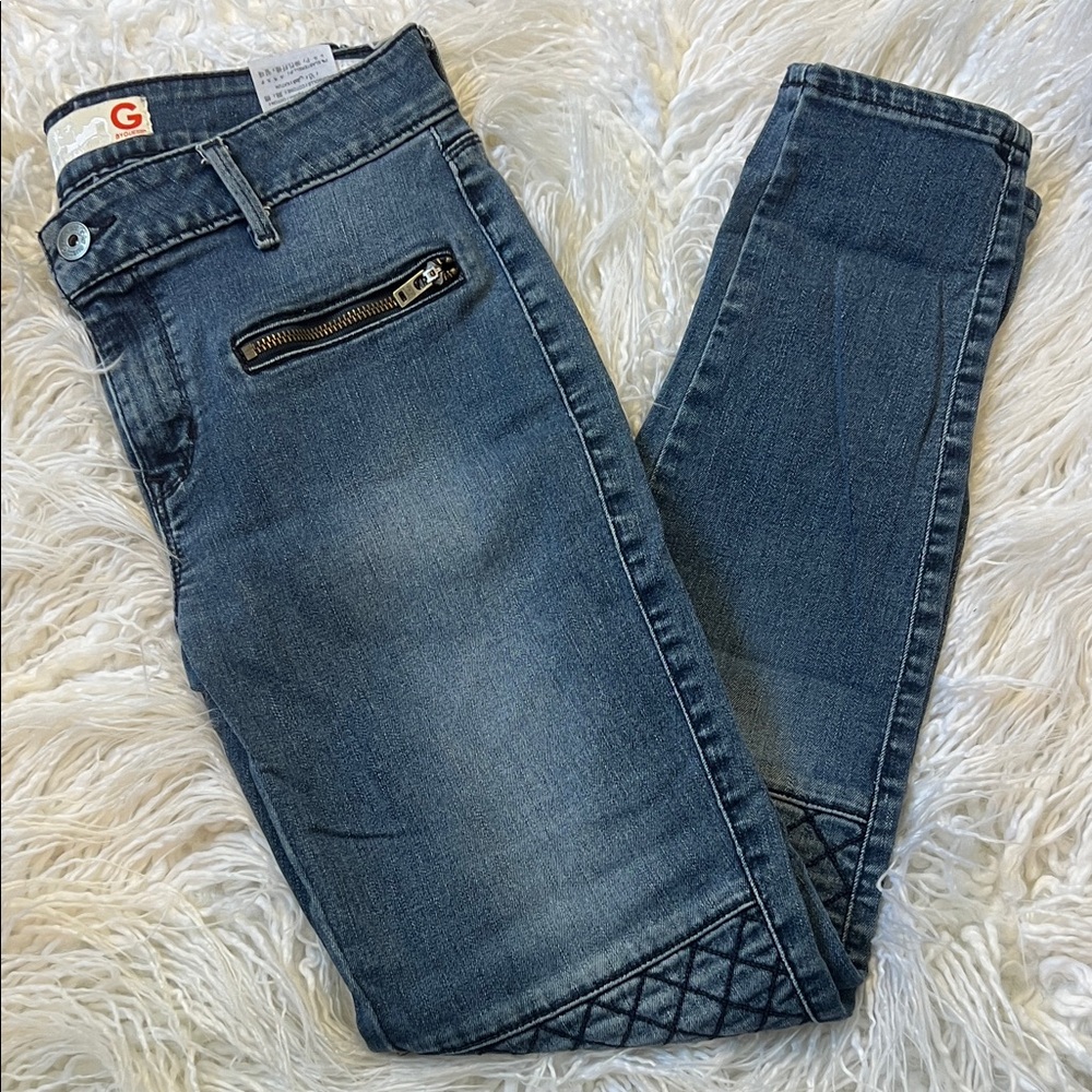 G by Guess Women's Skinny Jeans in Indigo with Quilted Knee Detail